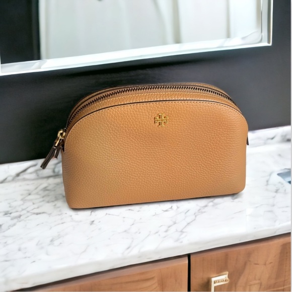 New Tory Burch Cosmetic case Robinson Cardamom 145USD Nordstrom designer - Picture 3 of 11